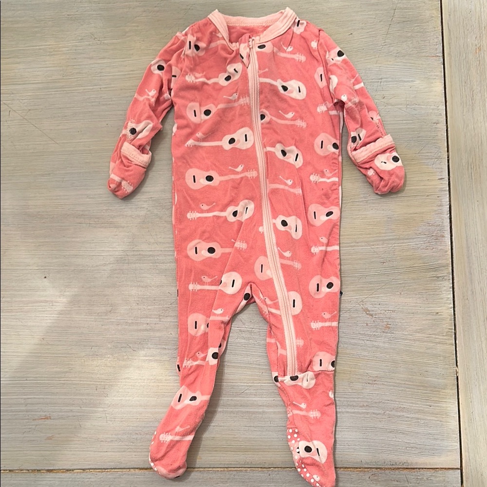 Kickee Pants Pink Footie with Guitar Print